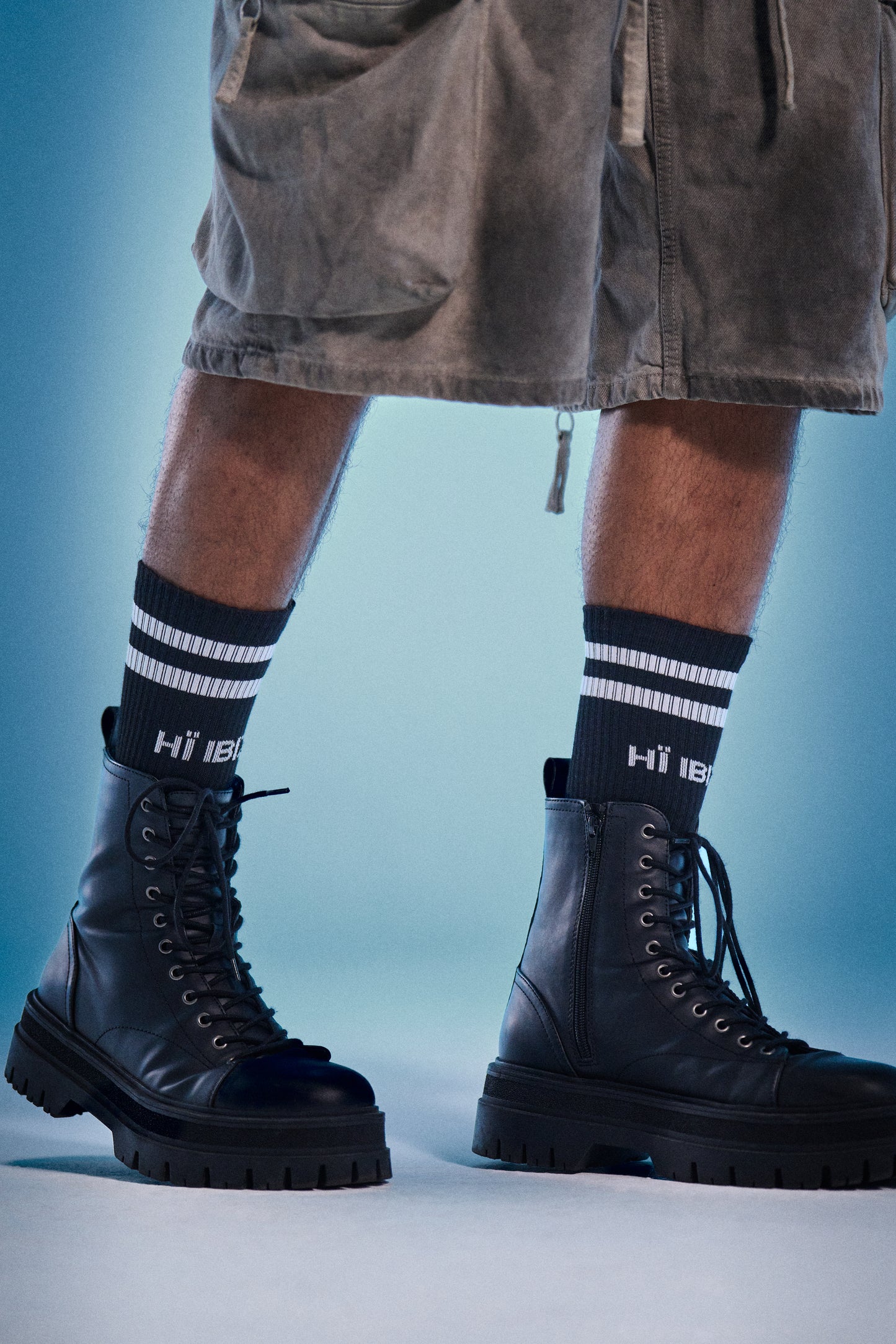 BLACK SOCKS HÏ STRIPE