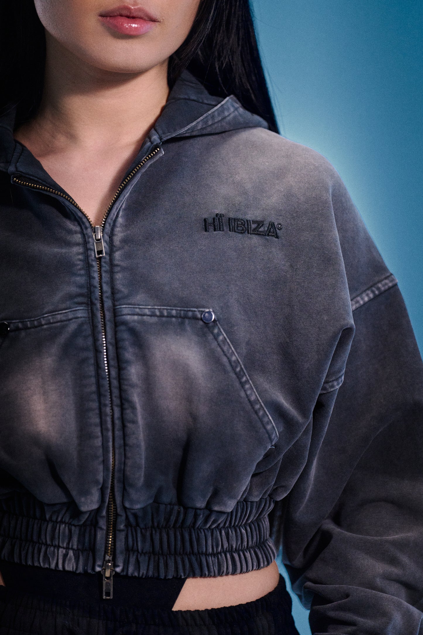 Cropped Over-Dye Hoodie