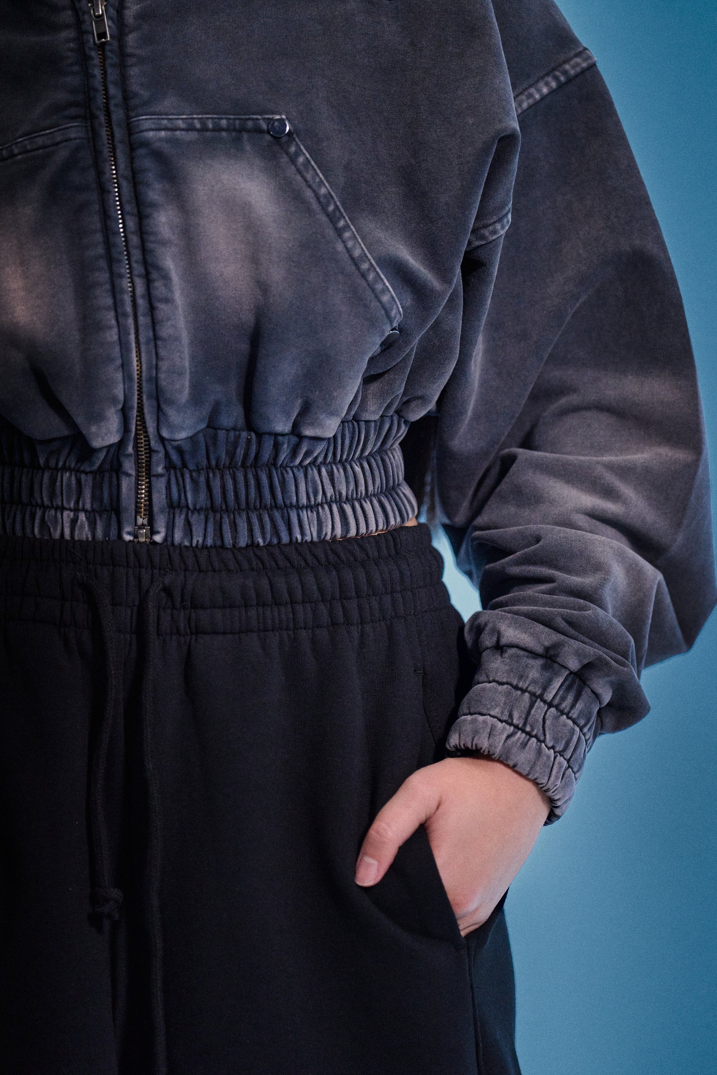 Cropped Over-Dye Hoodie