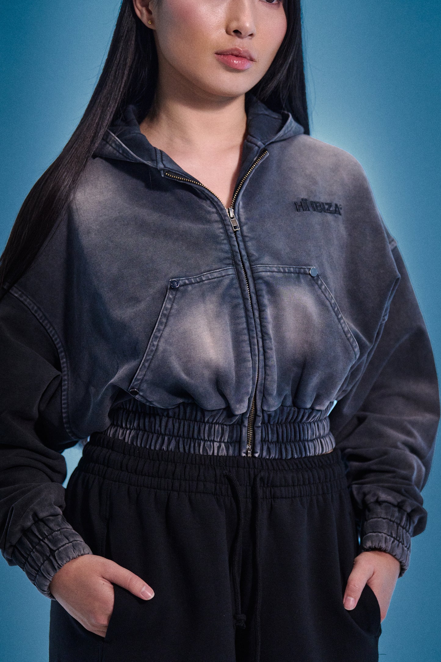 Cropped Over-Dye Hoodie