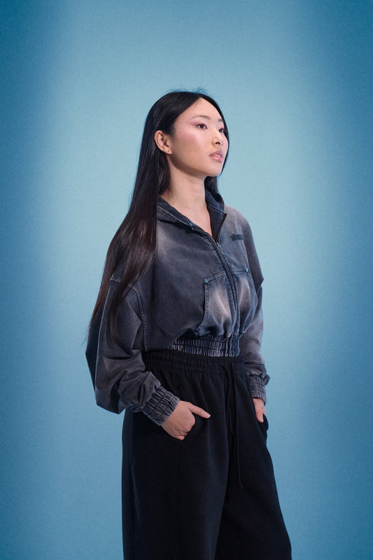 Cropped Over-Dye Hoodie